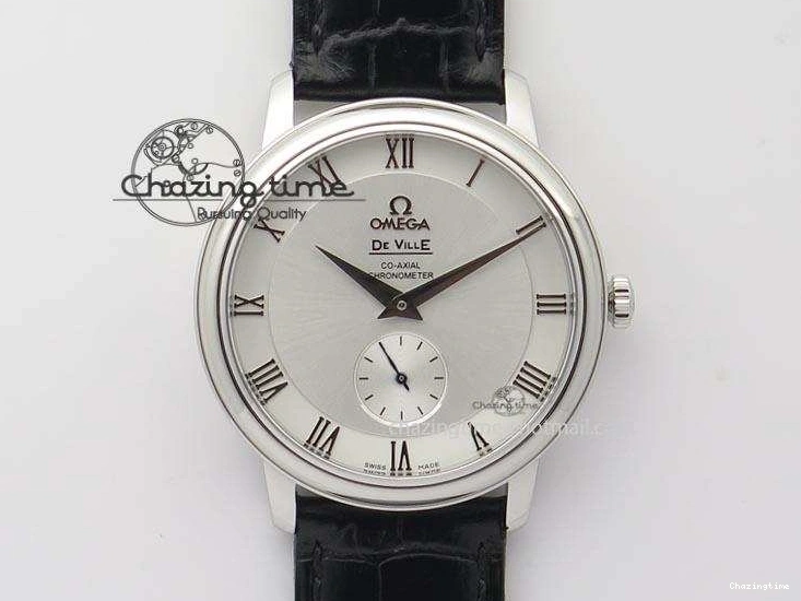 0205 Flexible De Ville MK 1:1 Best Edition SS White Dial On Black Leather Asian Seagull T1701 (Sec@6) 8244